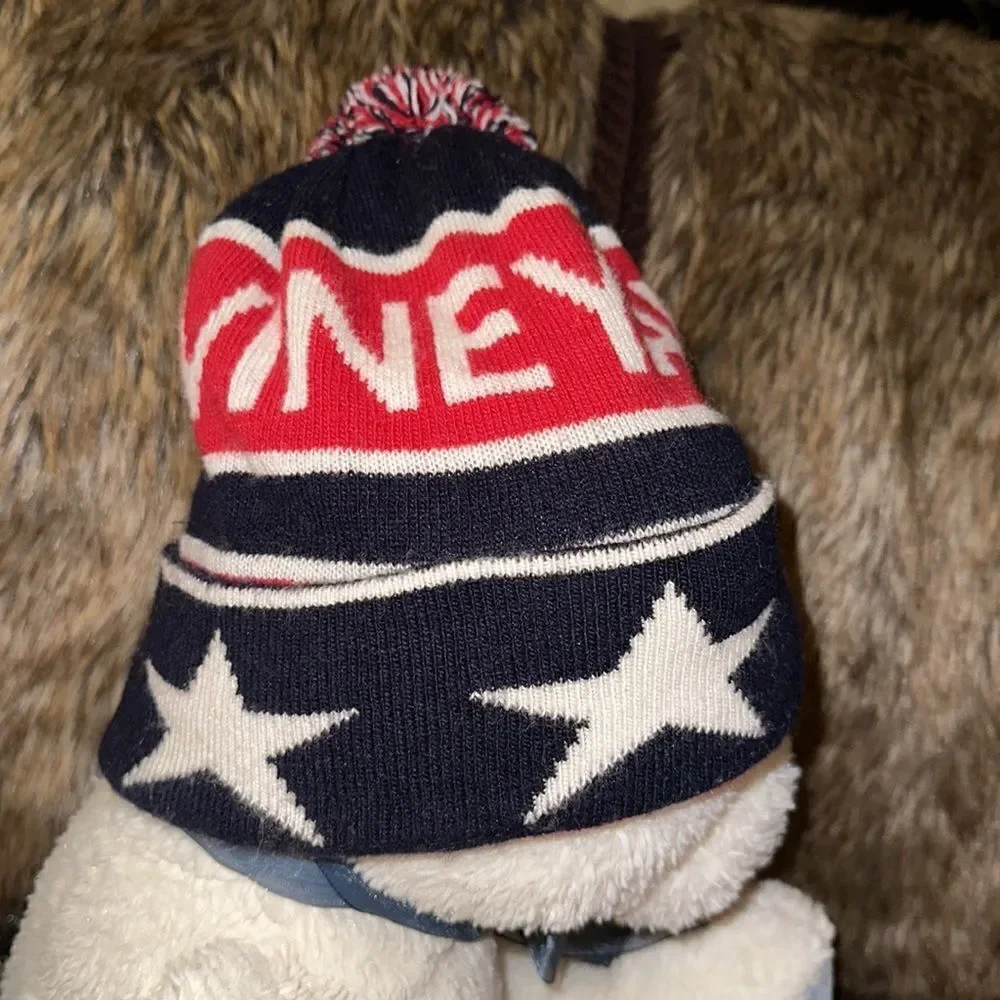 Vineyard Vines OS All American Navy White Red Pom Pom Knit Winter Ski Hat